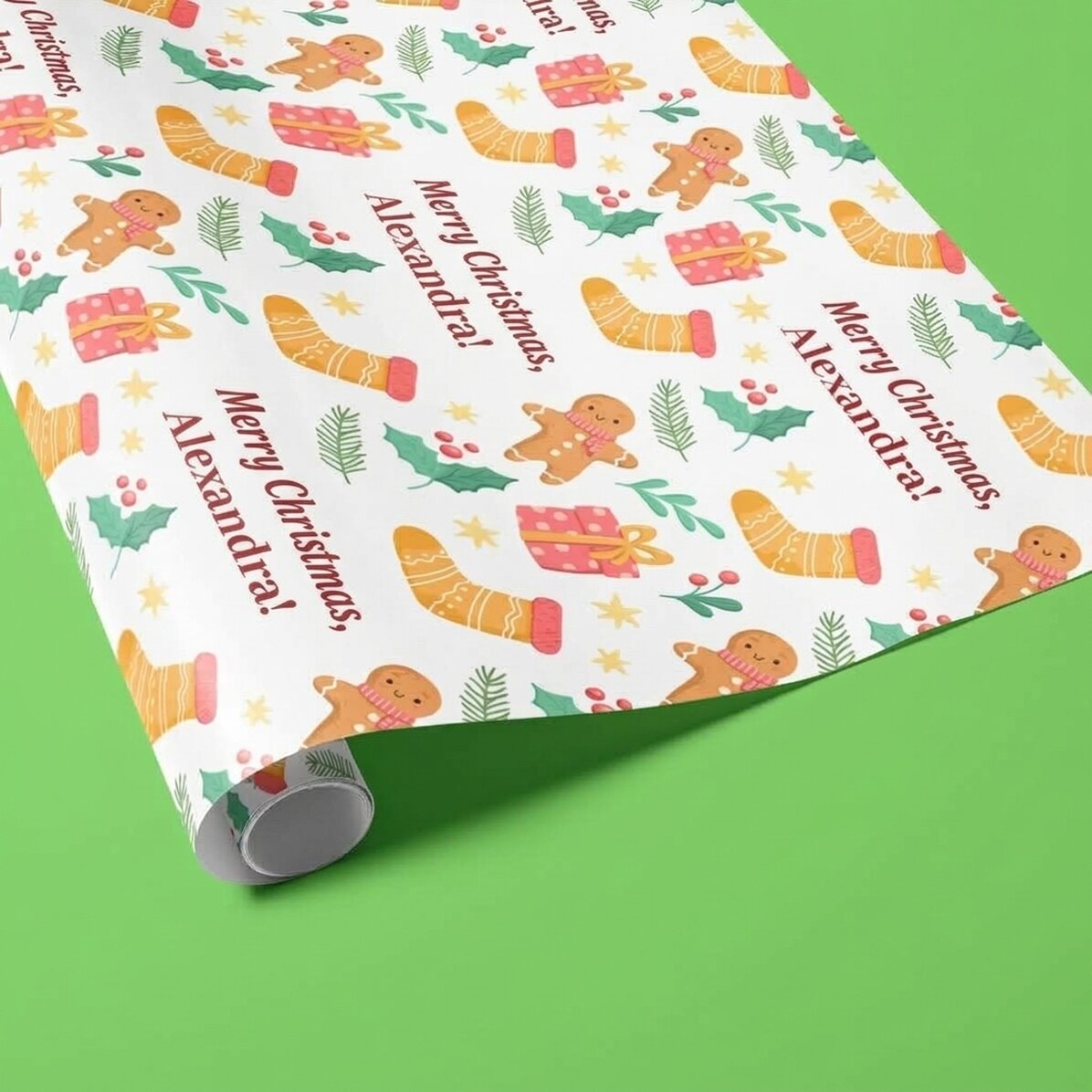 Papel de regalo personalizado con texto - Gingerbread