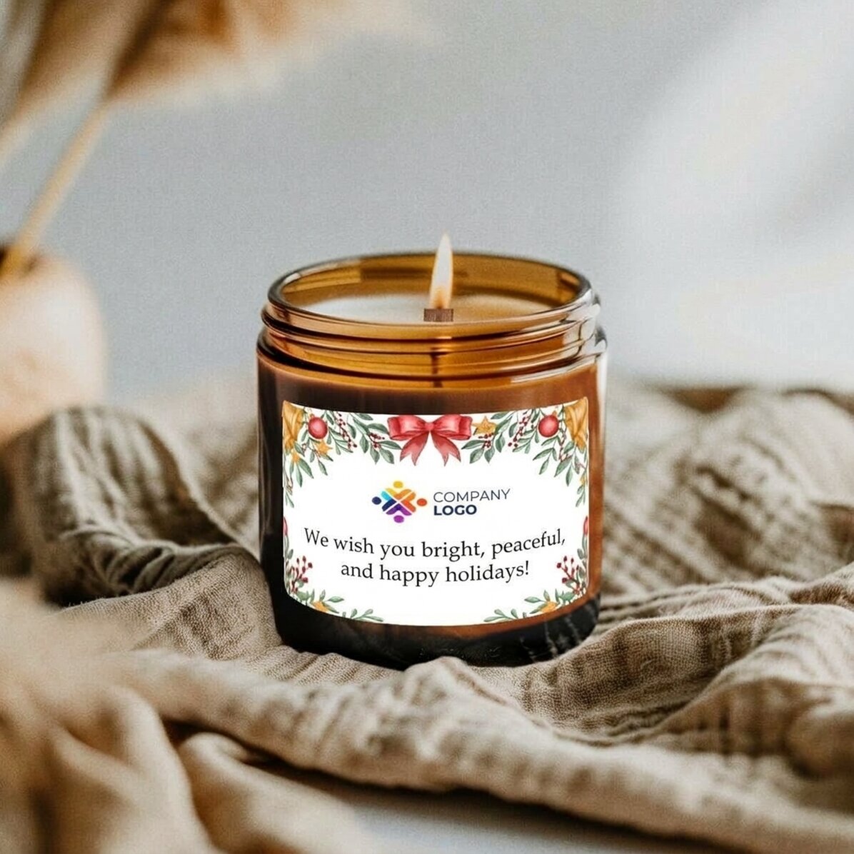 Vela pequeña perfumada personalizada con logotipo y texto