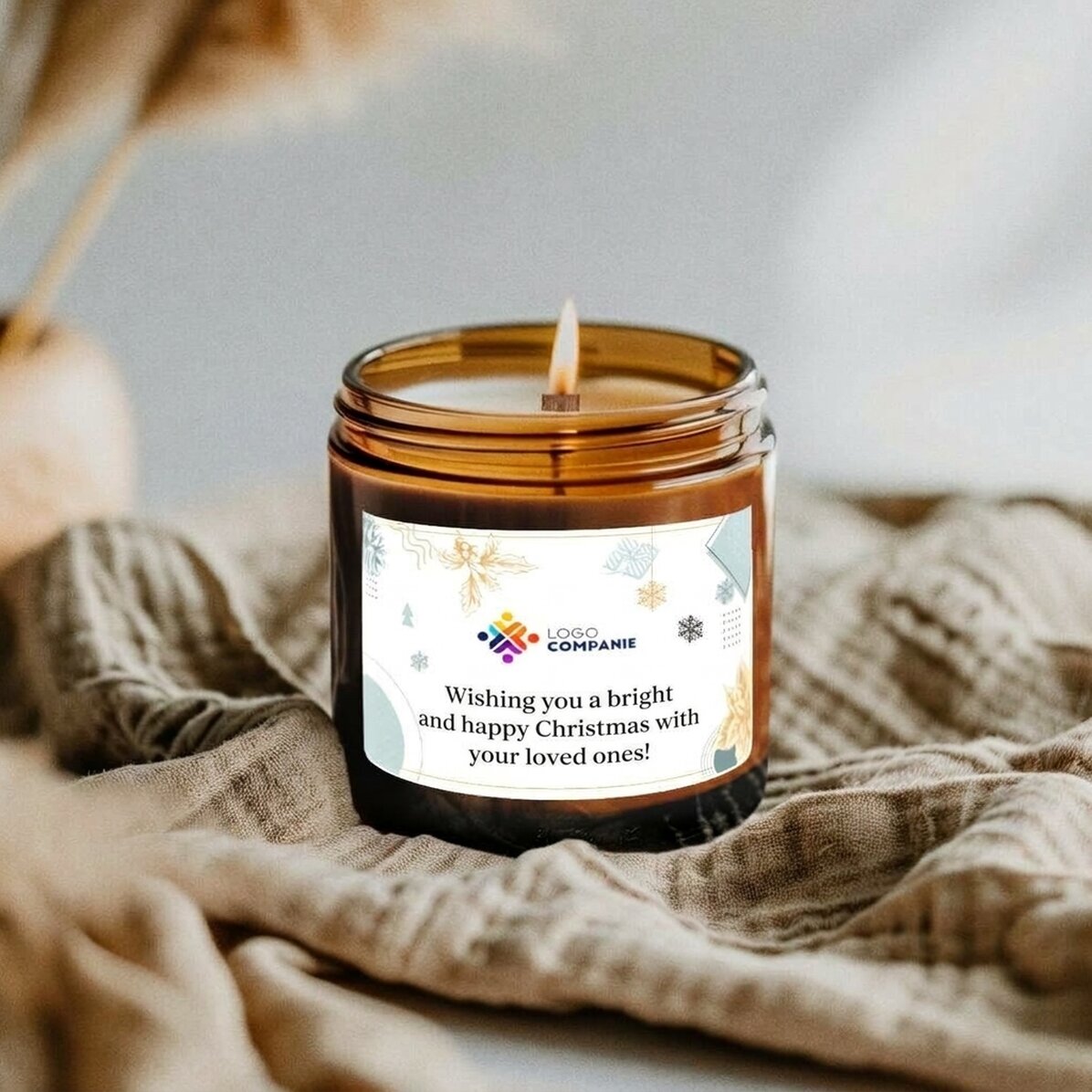 Vela pequeña perfumada personalizada con logotipo y texto - Minimalista