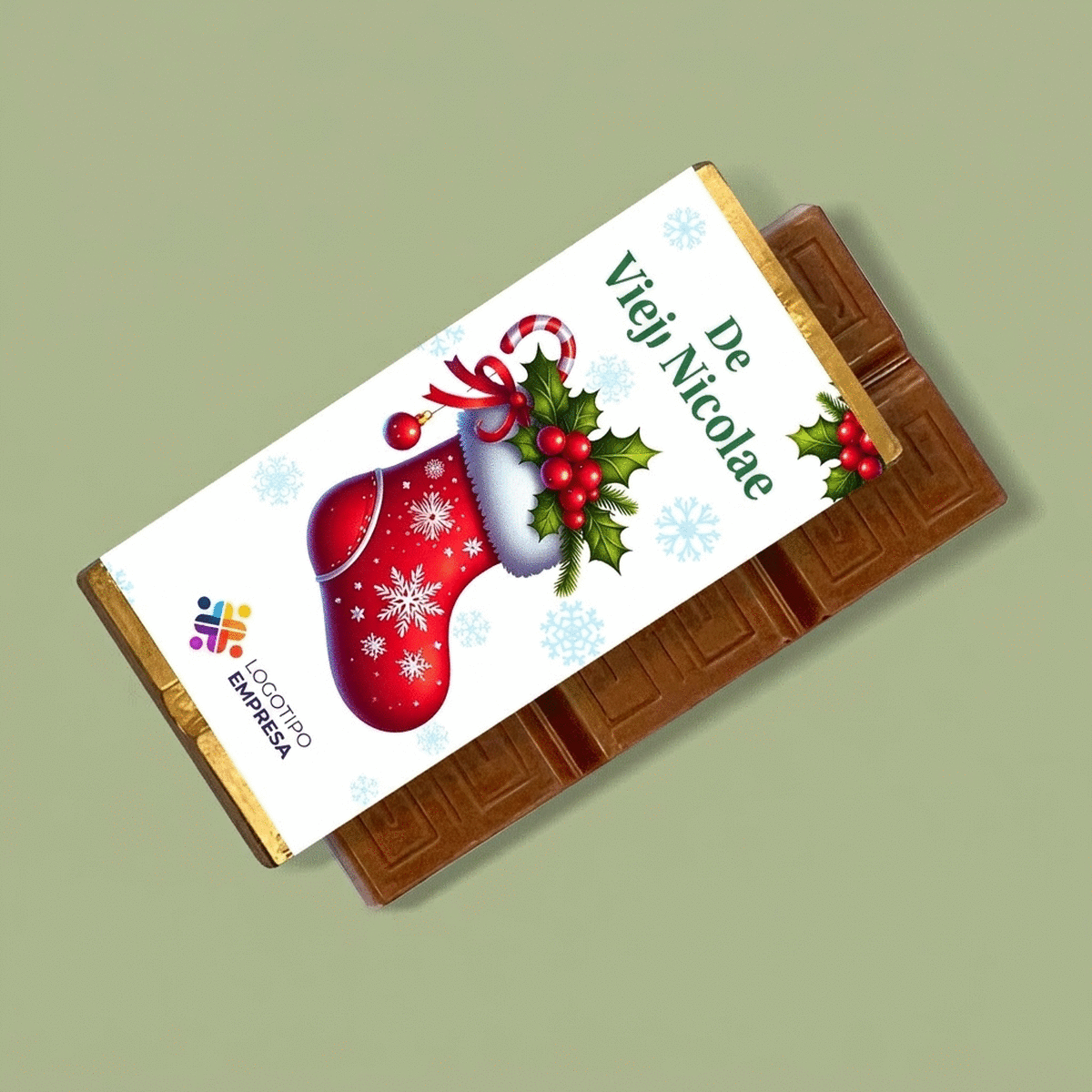 Mini tableta de chocolate personalizada con logotipo y mensaje - San Nicolás