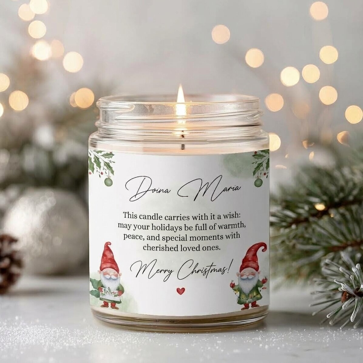 Vela grande perfumada personalizada con texto - Duendecillos
