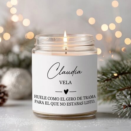 Vela grande perfumada personalizada con texto - Huele a