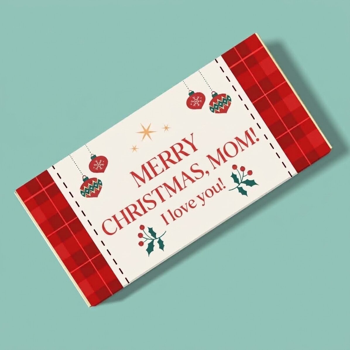Chocolate personalizado con mensaje: ¡Feliz Navidad!