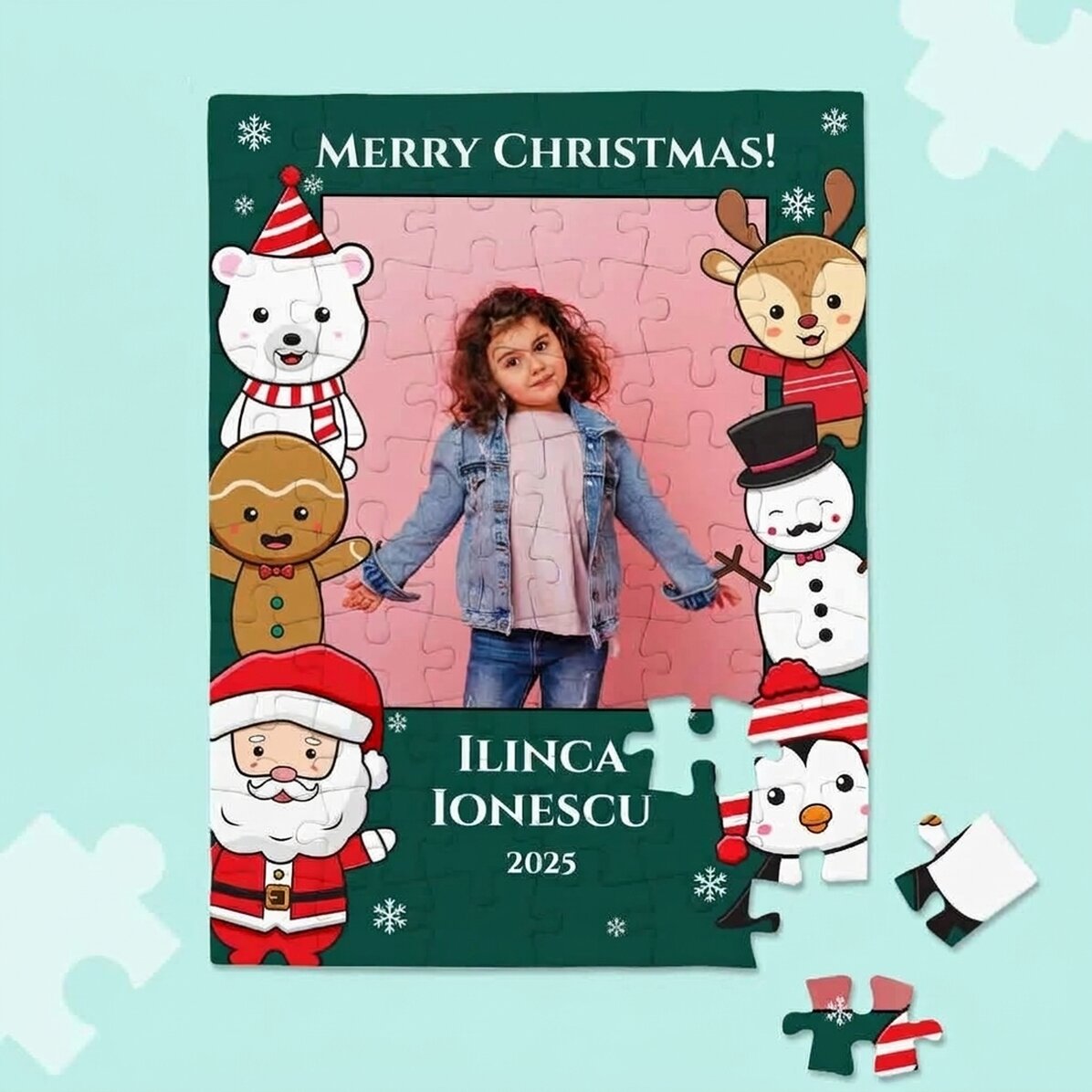 Rompecabezas personalizado con una foto y un mensaje - Navidad