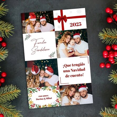Imán personalizado de 10 x 15 cm con 4 fotos y texto - Navidad