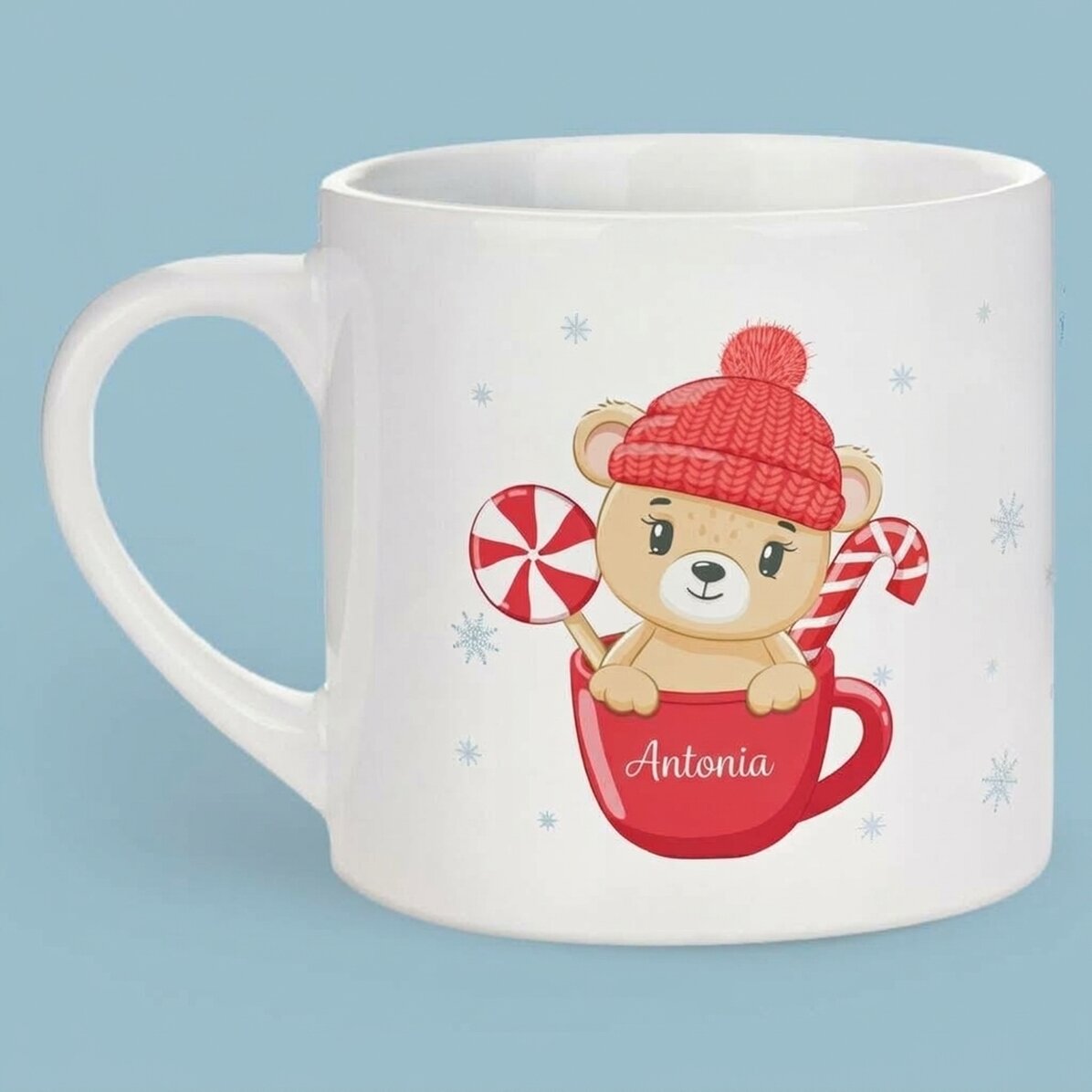 Taza personalizada para niños con nombre y foto - Navidad