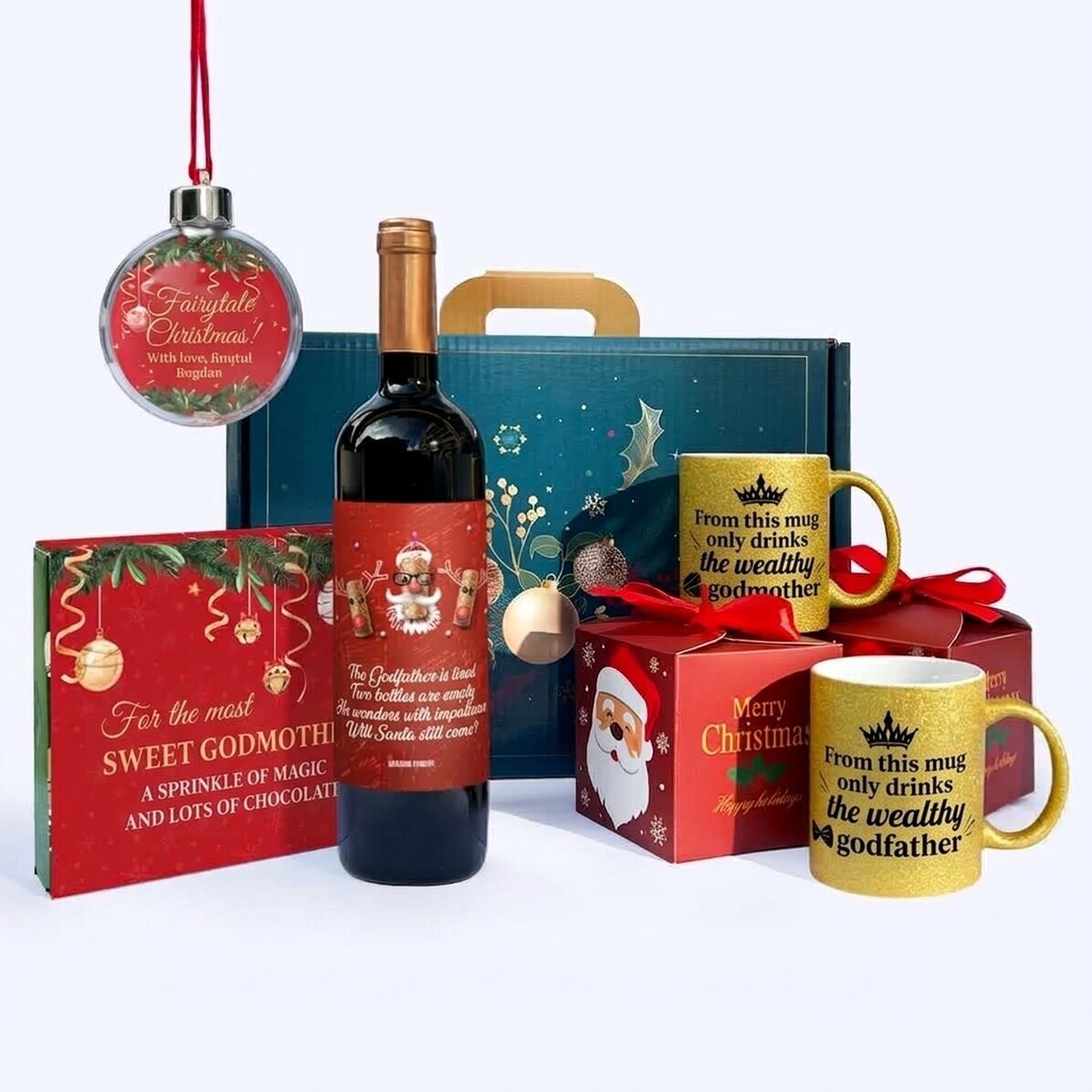 Caja de regalo de Navidad para los padrinos más queridos