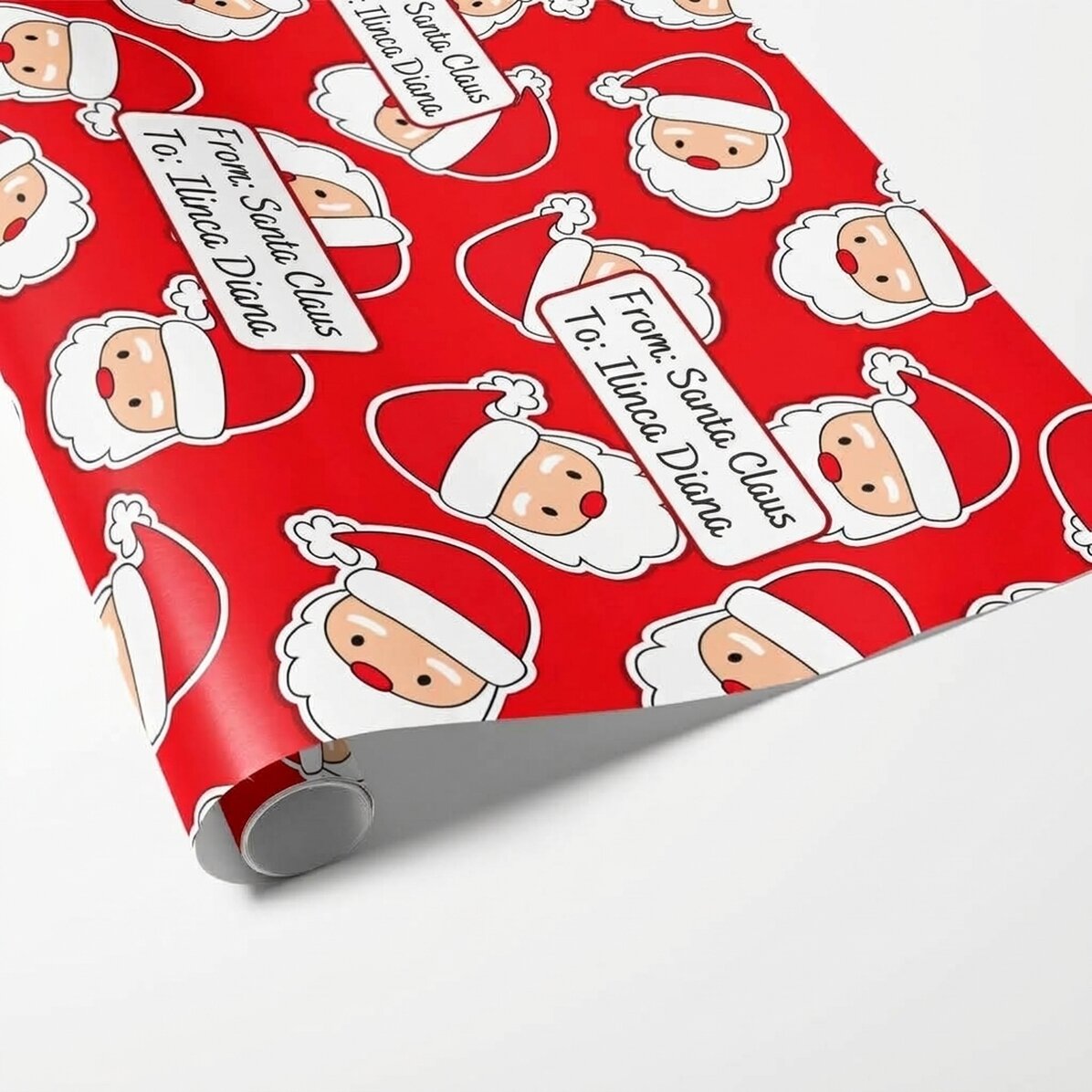 Papel de regalo personalizado con texto: Papá Noel