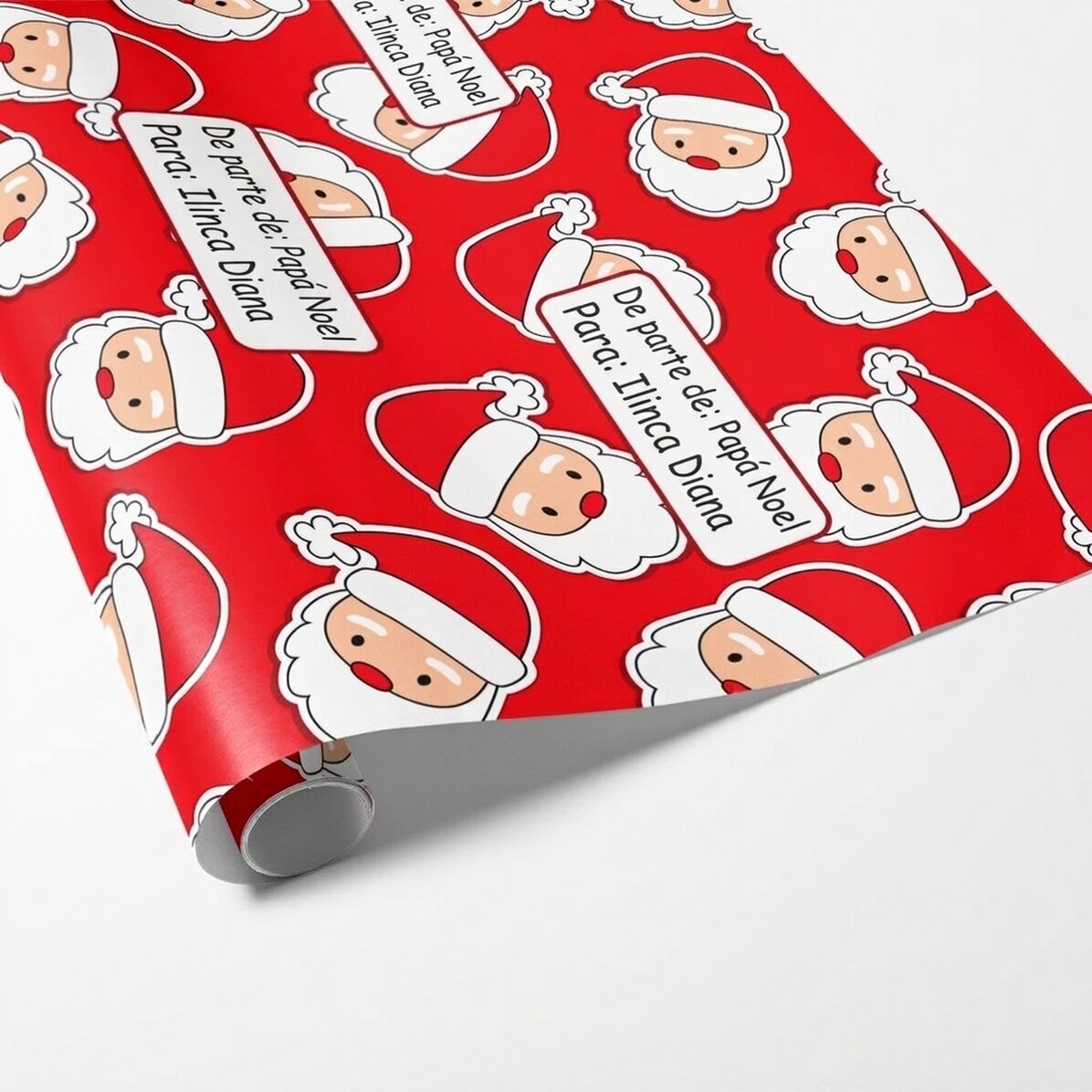 Papel de regalo personalizado con texto: Papá Noel