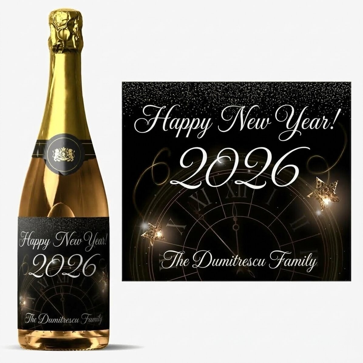 Vino espumoso personalizado con texto: Año Nuevo
