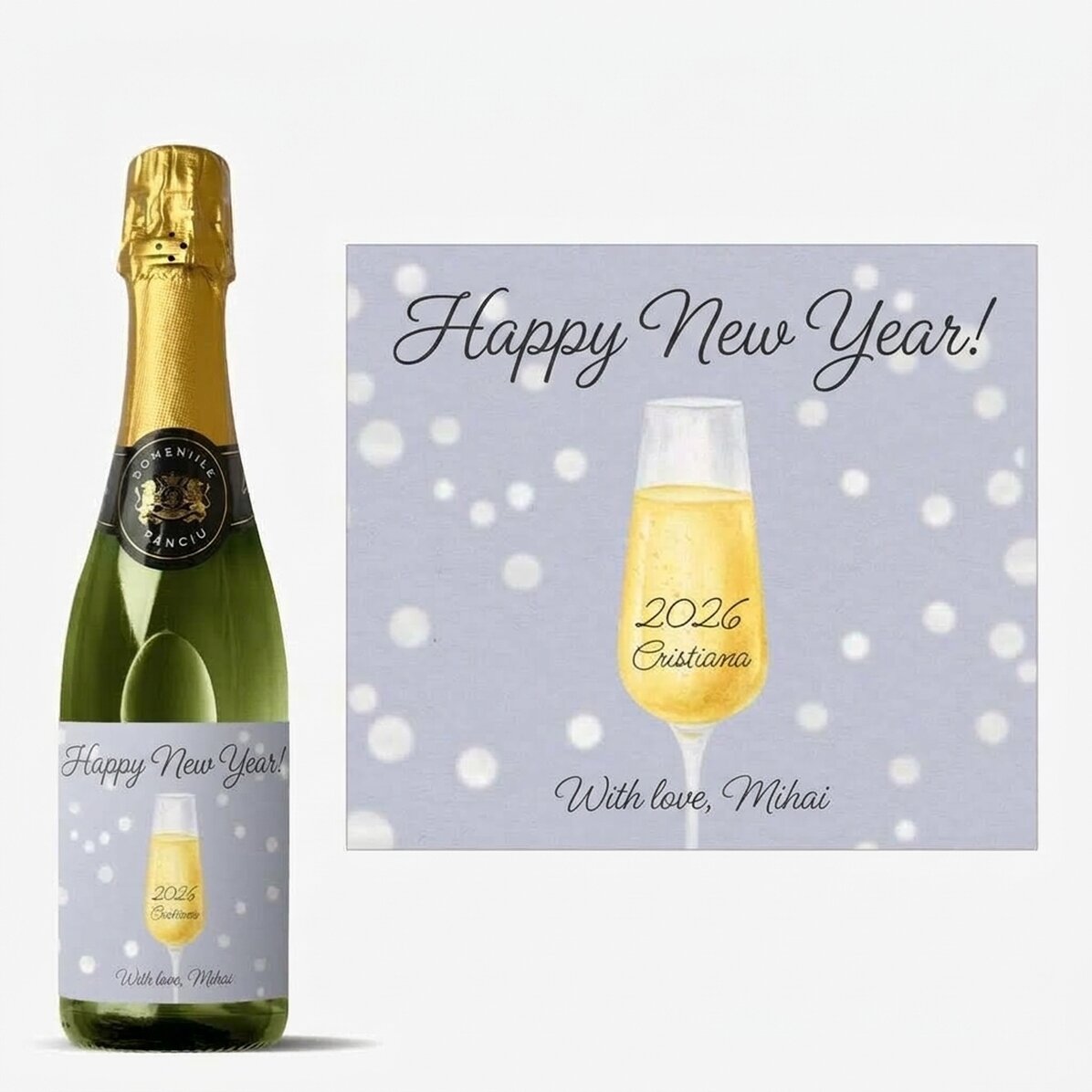 Copa mediana de vino espumoso personalizada con texto - Copa de champán
