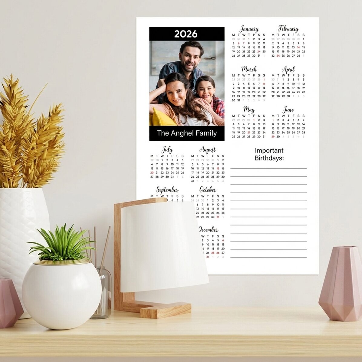 Póster calendario personalizado con una foto y un mensaje - Notite