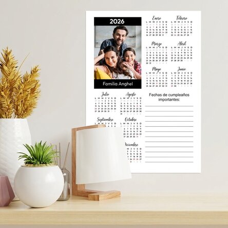Póster calendario personalizado con una foto y un mensaje - Notite