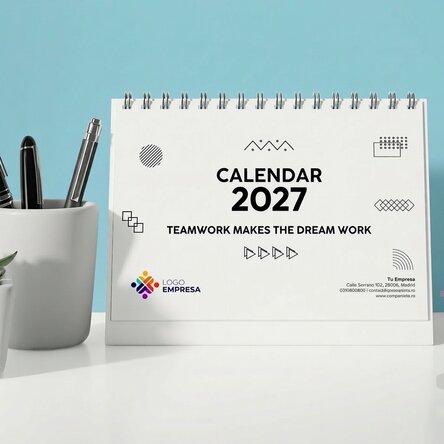 Calendario de escritorio personalizado con logotipo y texto