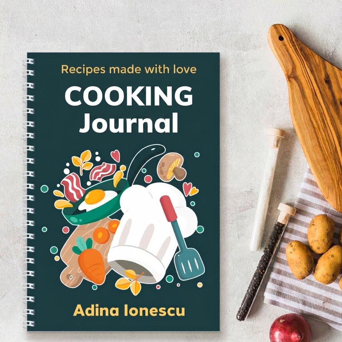 Cuaderno personalizado con mensaje - Diario de cocina