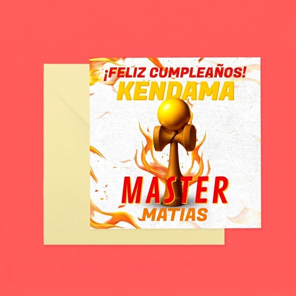 Tarjeta cuadrada personalizada con texto - Kendama Master