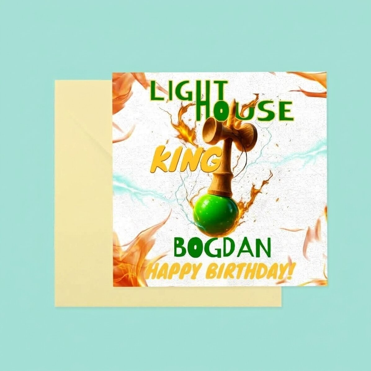 Tarjeta cuadrada personalizada con texto - Lighthouse King