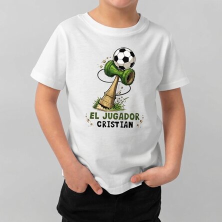 Camiseta de algodón para niños personalizada con texto - Kendama Fútbol