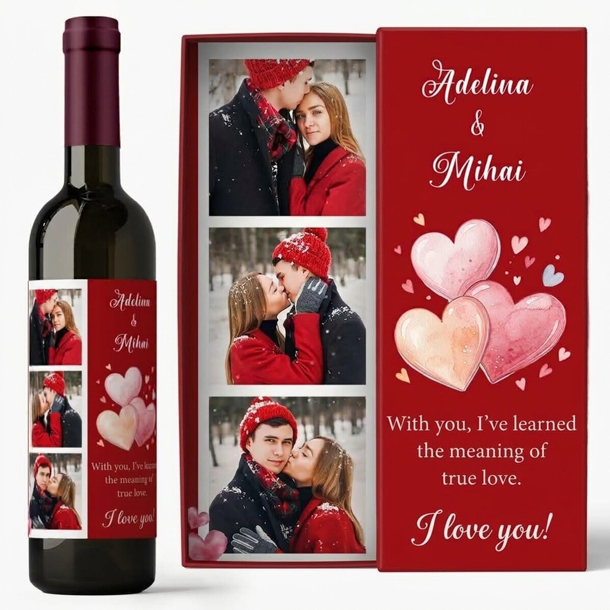Vino personalizado con fotos y texto - Amor