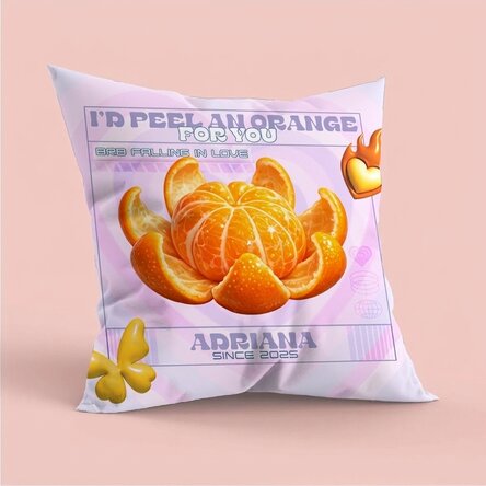Personalised cushion with text, large format - I'd peel an orange Y2K
