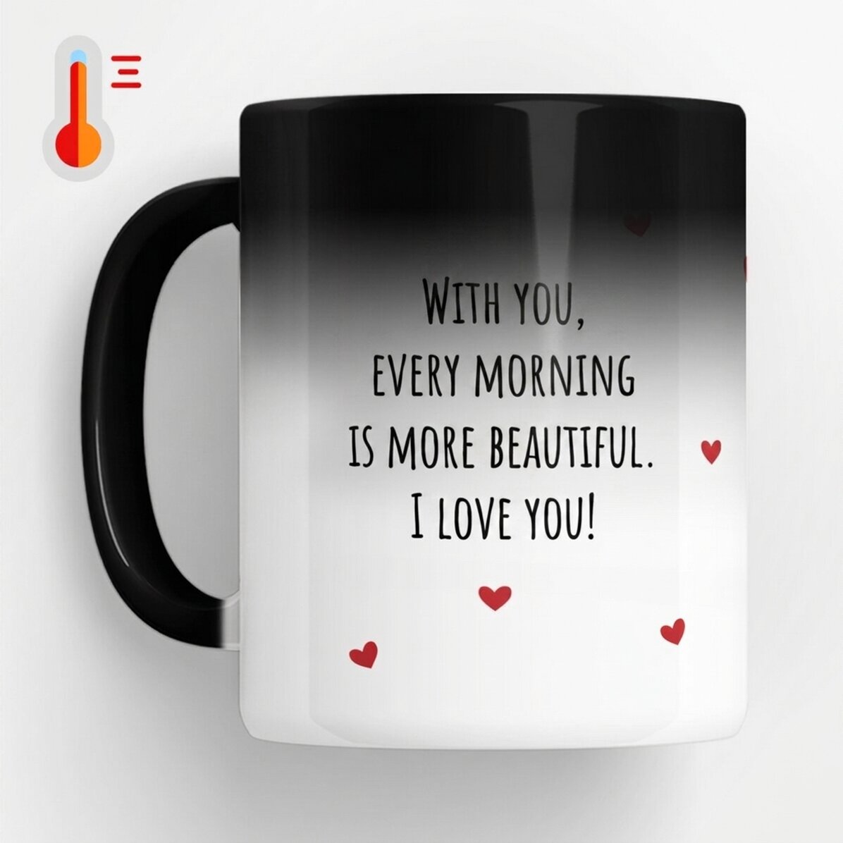 Taza termosensible personalizada con mensaje: «Love»