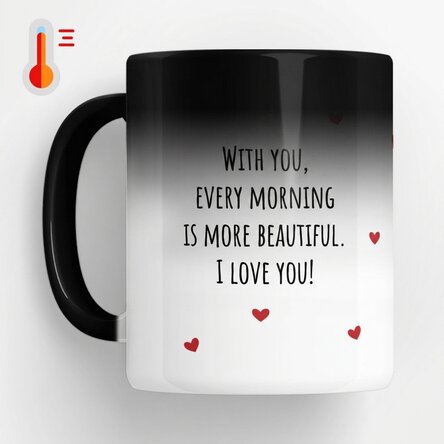 Taza termosensible personalizada con mensaje: «Love»