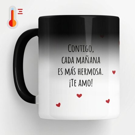 Taza termosensible personalizada con mensaje: «Love»