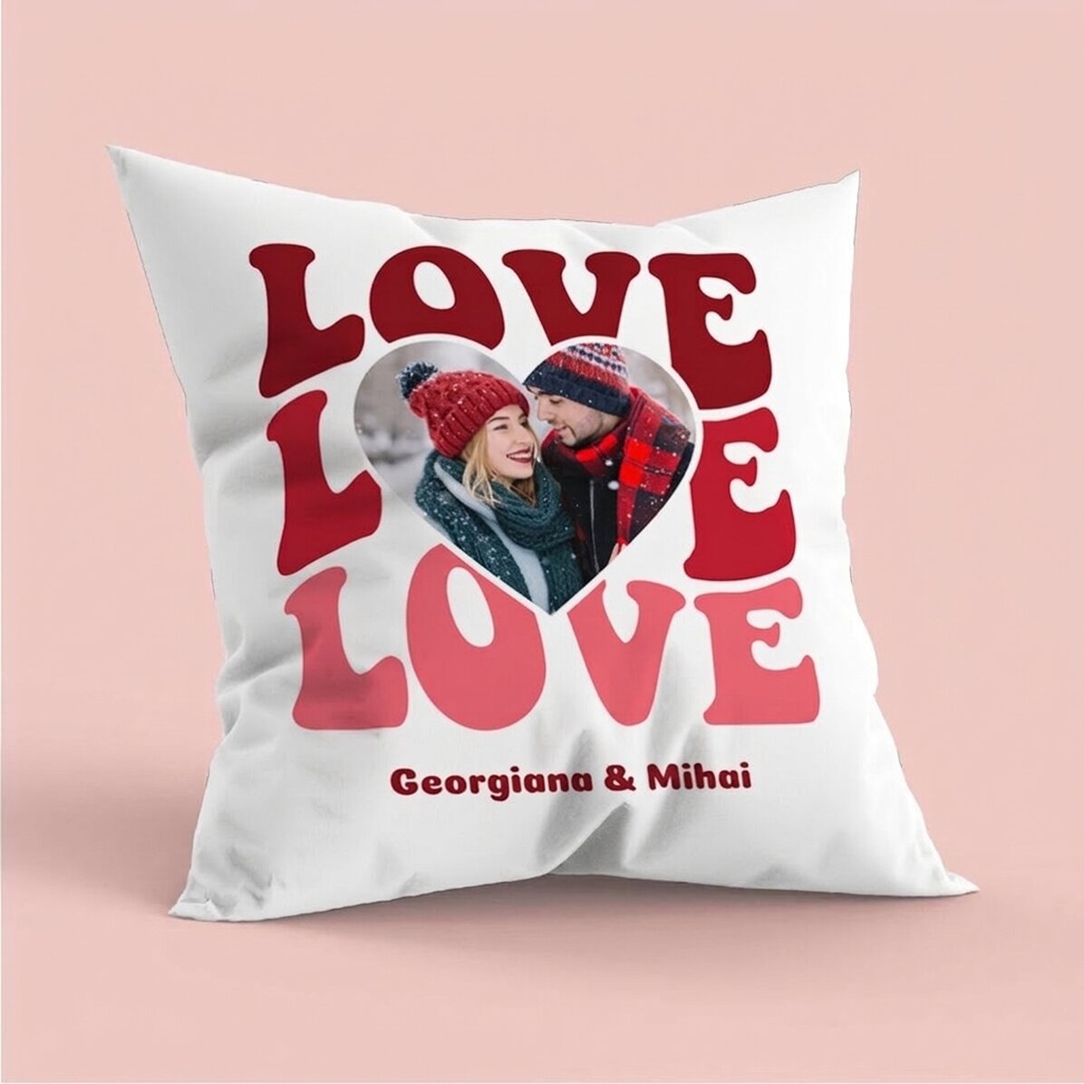 Cojín personalizado con una foto y un texto - Love