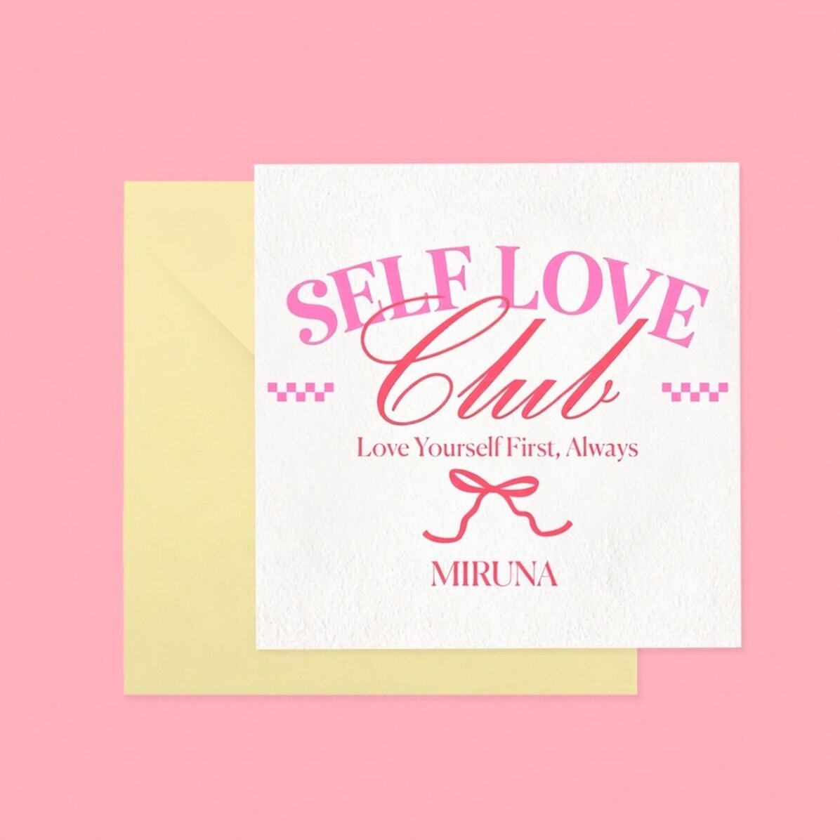 Tarjeta cuadrada personalizada con texto - Self Love Club