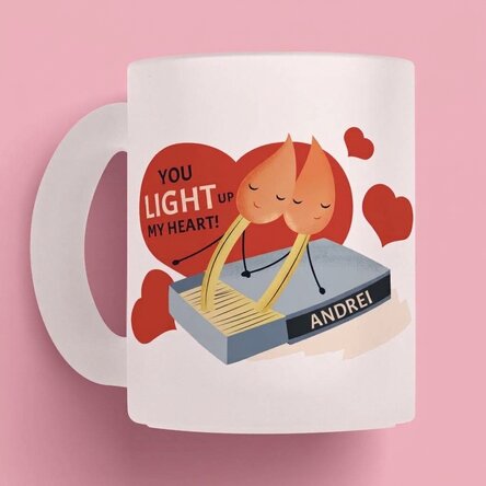 Taza personalizada con mensaje: «Light up my heart»