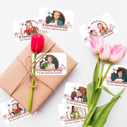 Set of 8 stickers (self-adhesive labels) personalised with photos and message