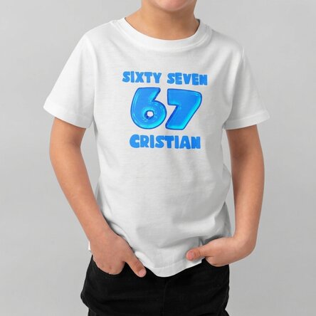 Camiseta de algodón para niños personalizada con texto - 67 Six Seven