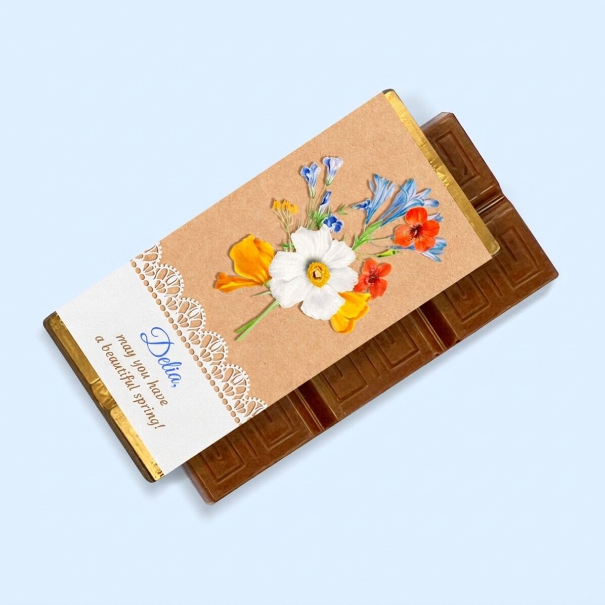 Mini tableta de chocolate personalizada con mensaje - Hermosa primavera