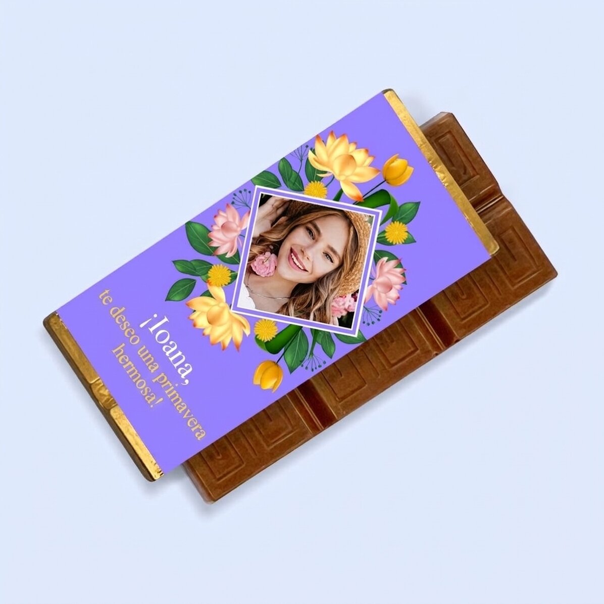Mini tableta de chocolate personalizada con mensaje y foto - Hermosa primavera