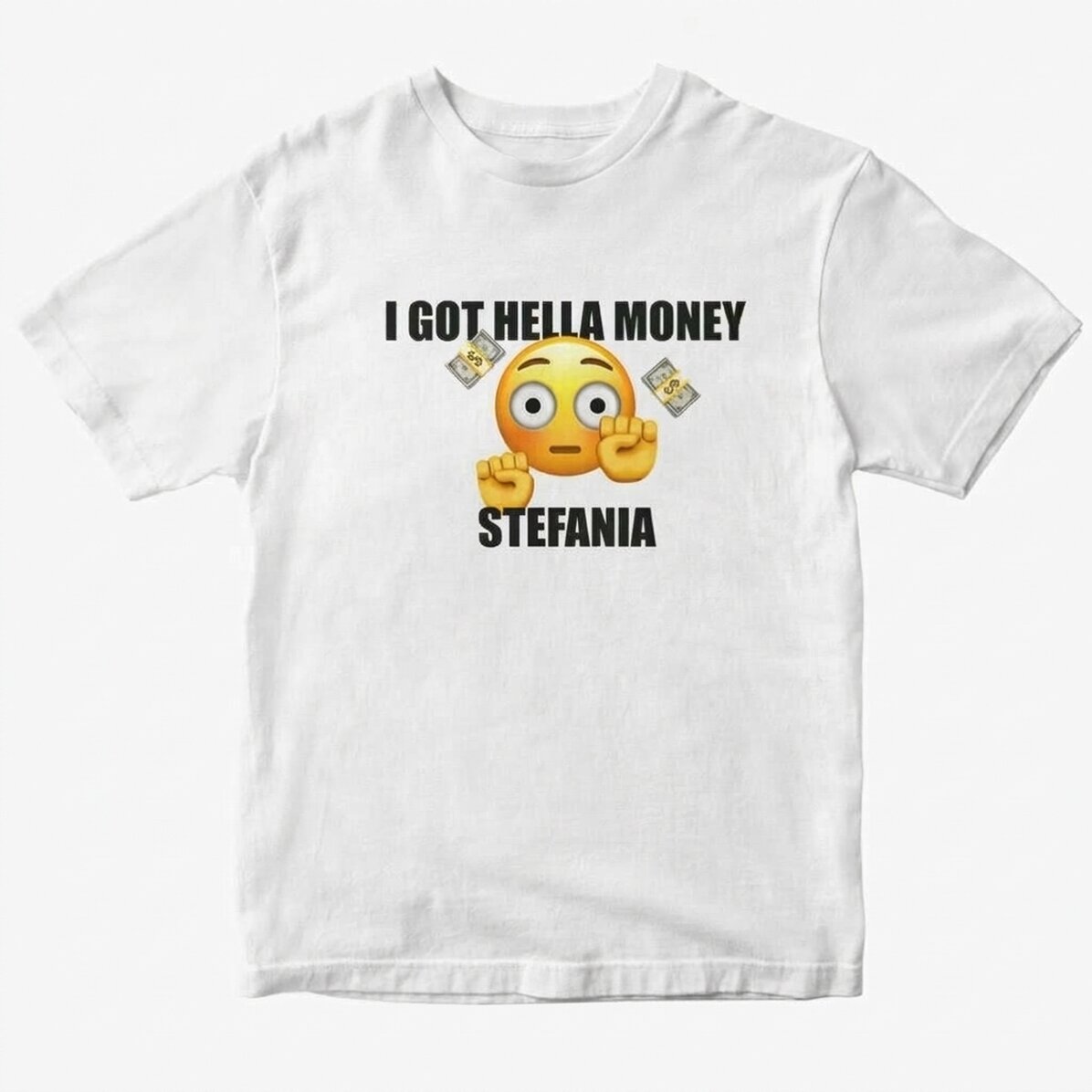 Camiseta de algodón personalizada con el texto «I got hella money»
