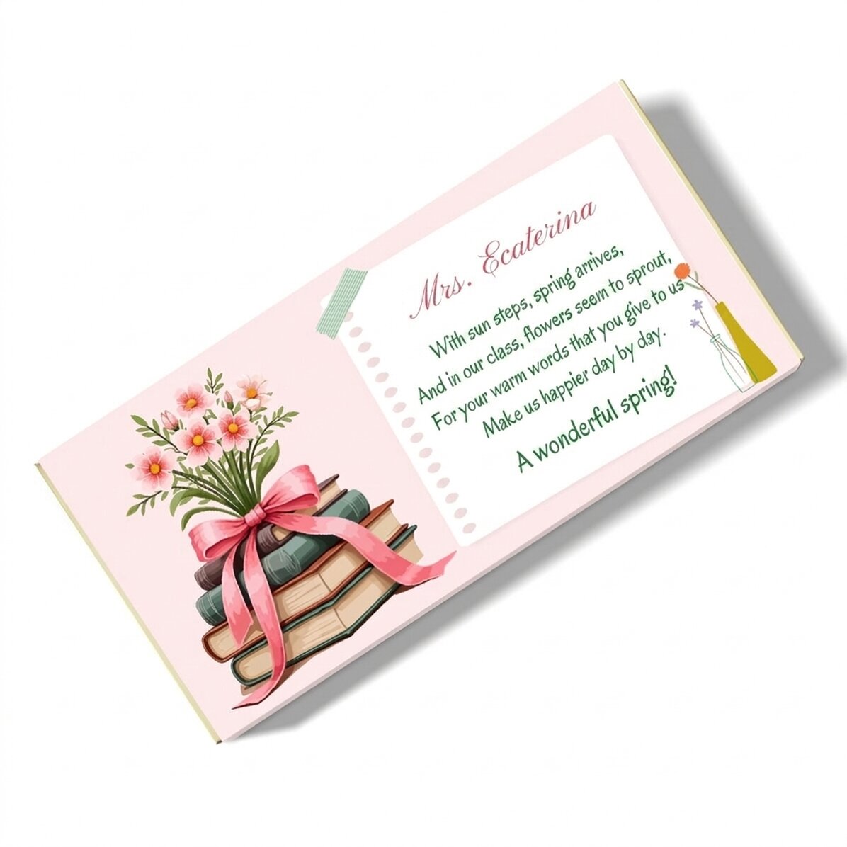 Chocolate personalizado con un mensaje primaveral