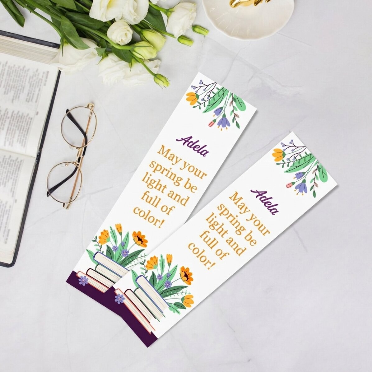 Marcapáginas personalizado con mensaje - Primavera