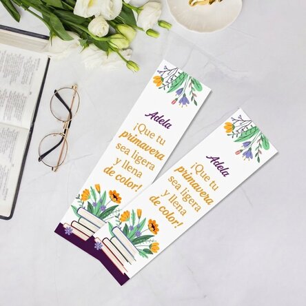 Marcapáginas personalizado con mensaje - Primavera