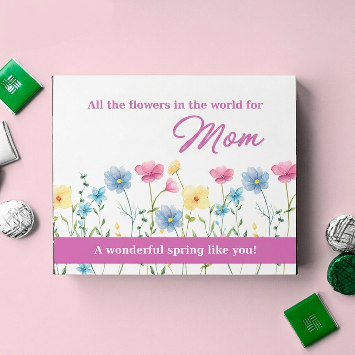Caja de bombones personalizada con mensaje - Todas las flores del mundo