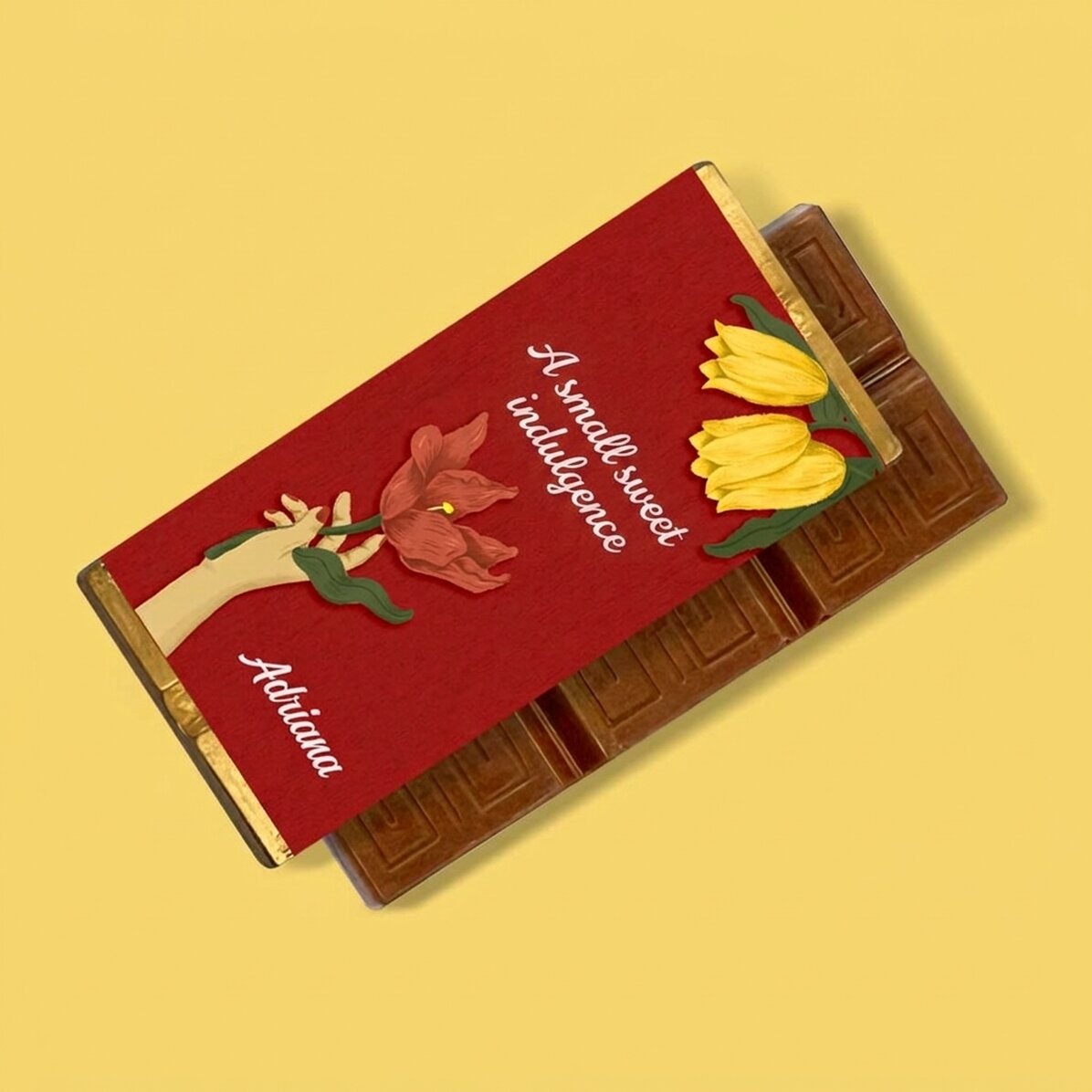 Mini tableta de chocolate personalizada con texto - Flowers