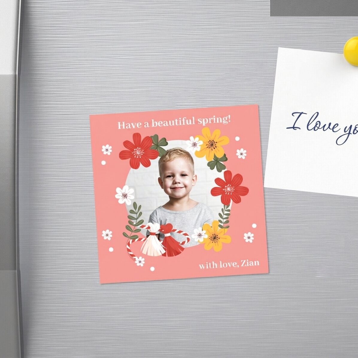 Imán de 10x10 personalizado con una foto y un mensaje - 1 de marzo