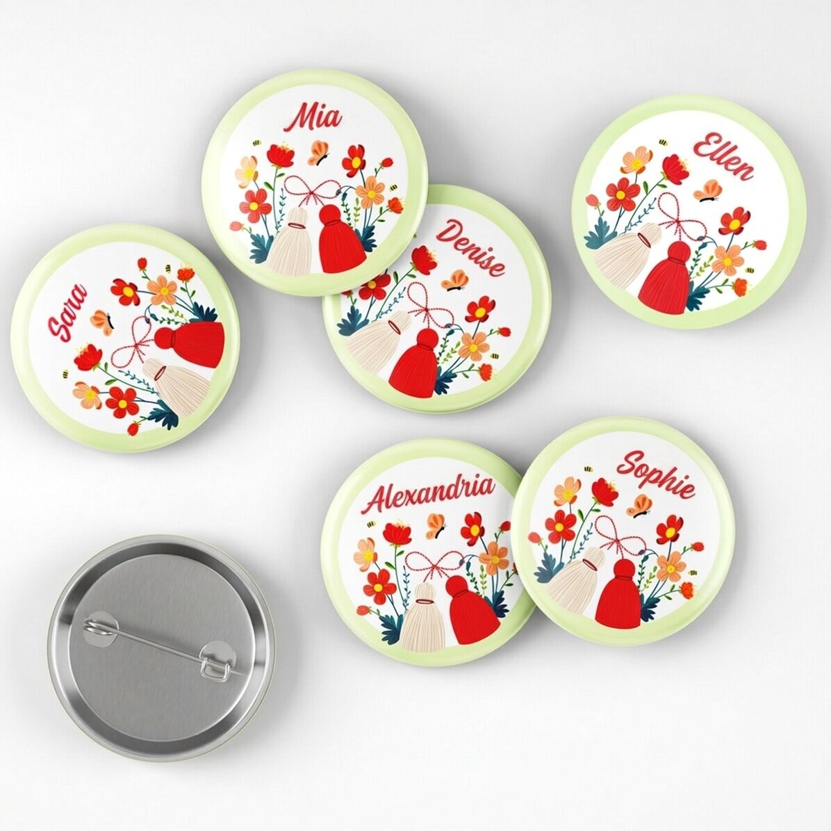 Lote de 6 chapas personalizadas con nombre