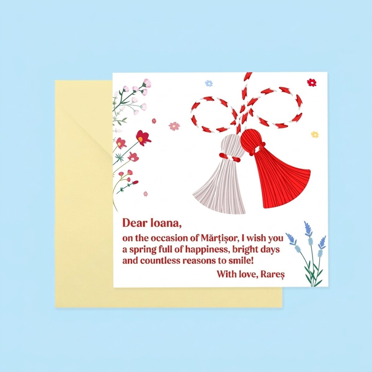 Tarjeta cuadrada personalizada con texto