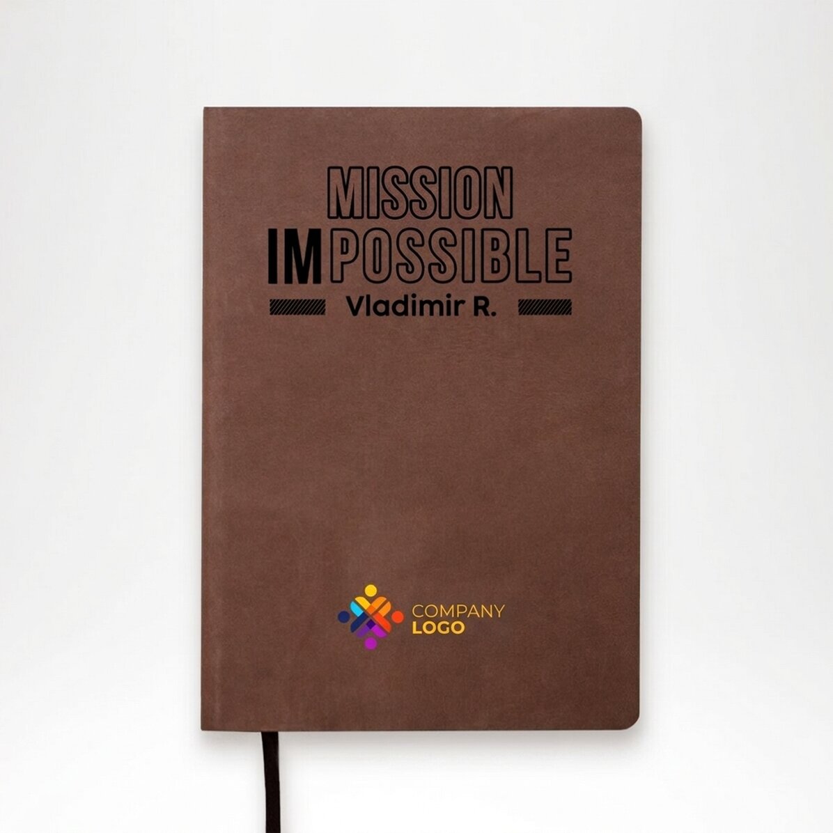 Agenda de piel personalizada a color con logotipo y nombre - Mission possible