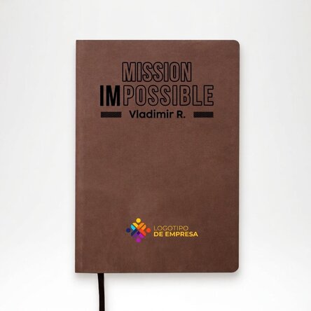Agenda de piel personalizada a color con logotipo y nombre - Mission possible