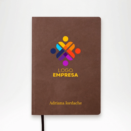 Agenda de piel personalizada a color con logotipo y texto