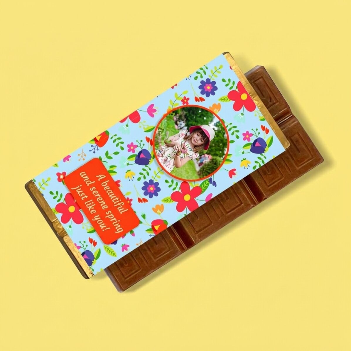 Mini tableta de chocolate personalizada con mensaje y foto - Pretty flowers