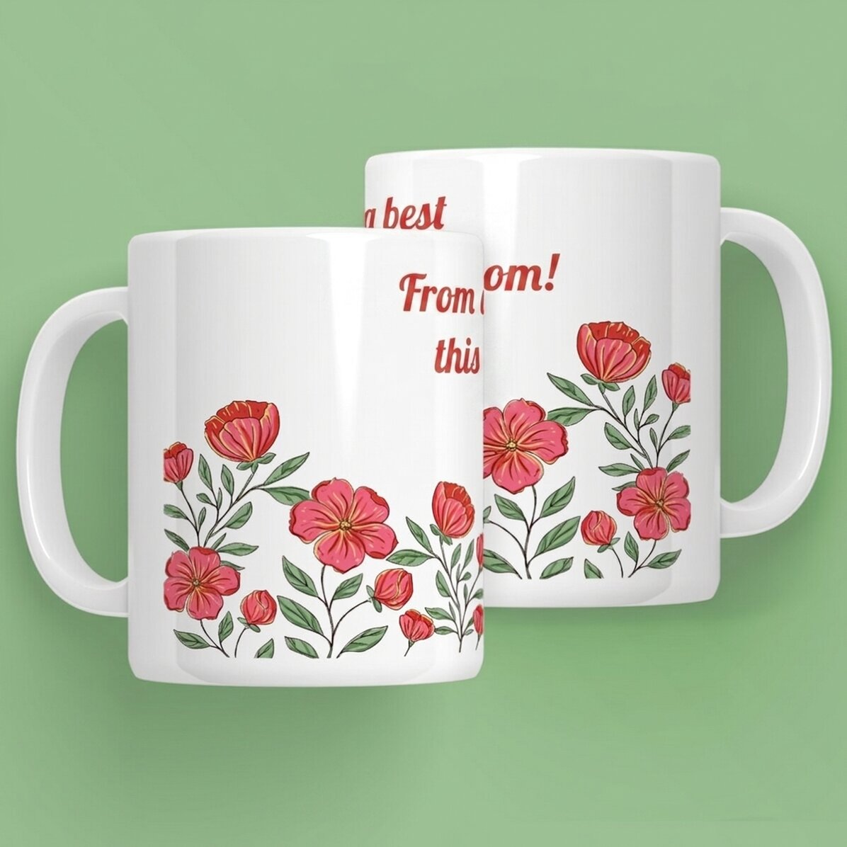 Taza personalizada con texto - Floral