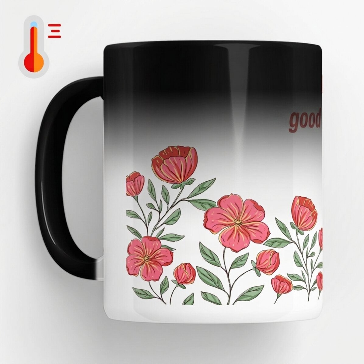 Taza termosensible personalizada con texto - Floral