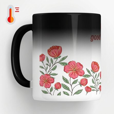 Personalised heat-sensitive mug with text - Floral
